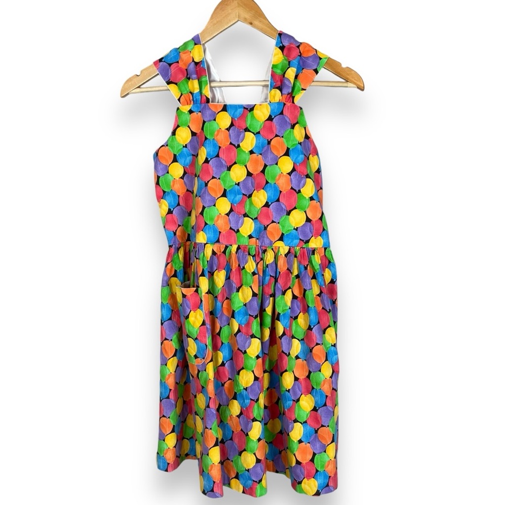 Handmade Dress Girl's Balloon Print Birthday Tie Belt Sleeveless Colorful Child